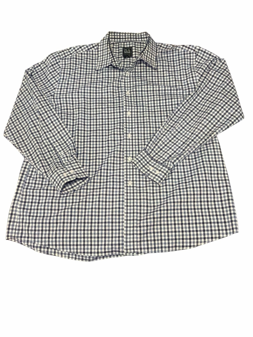 Jos A Bank Traveler Fit Shirt XXL Blue White Plaid Cotton